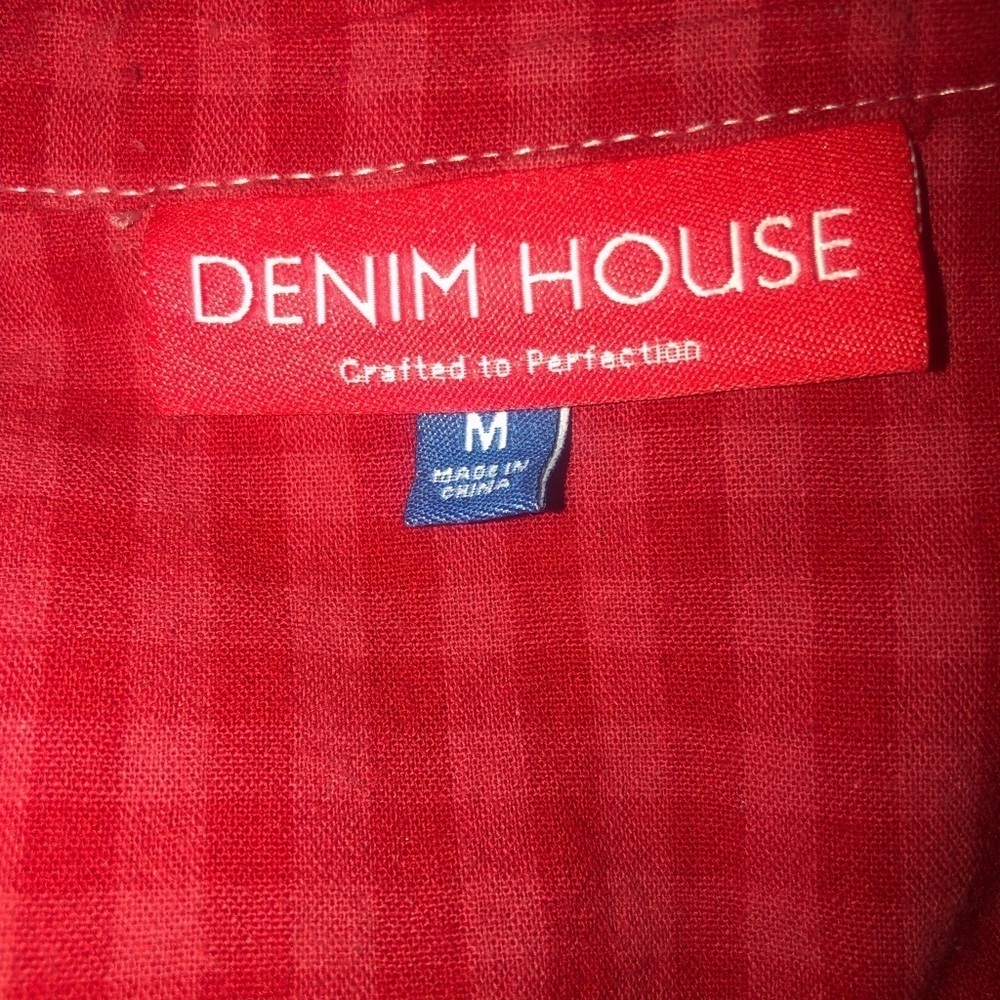 Denim House Red Plaid button down Shirt Medium - Picture 5 of 6
